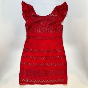 BCBG MaxAzria Size 4 Renata Red Berry Lace Mini Dress
